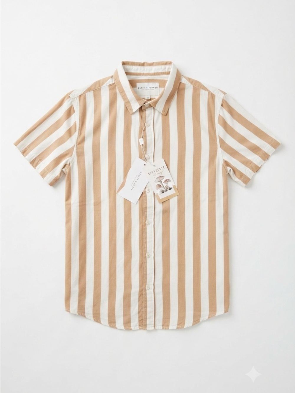 Denim & Flower Tan and White Striped Casual Shirt